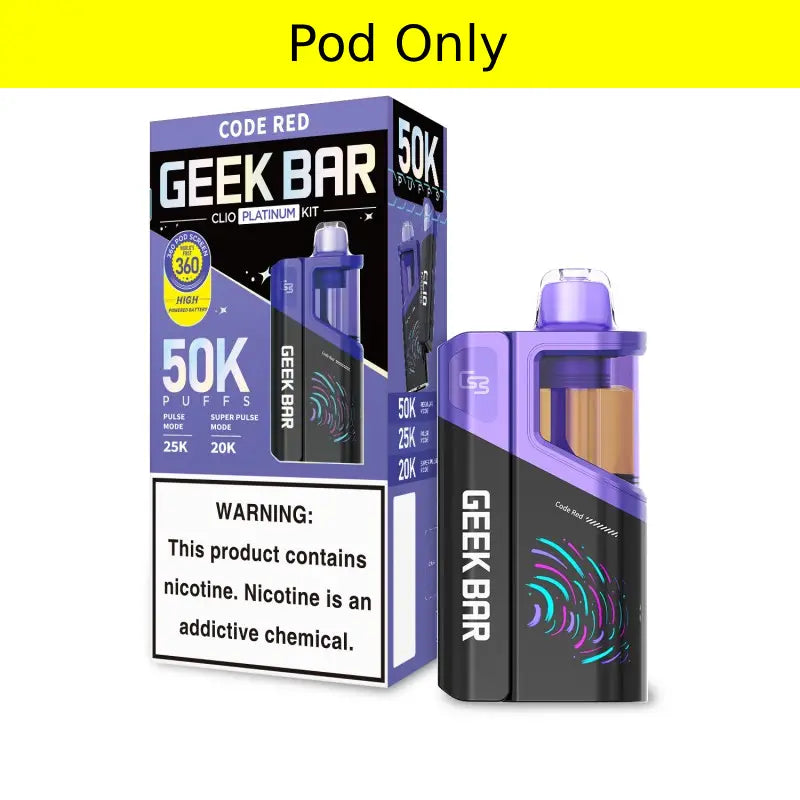Code Red Geek Bar Clio Platinum 50K Pod disposable vape product photo
