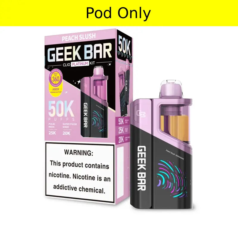 Peach Slush Geek Bar Clio Platinum 50K Pod disposable vape product photo