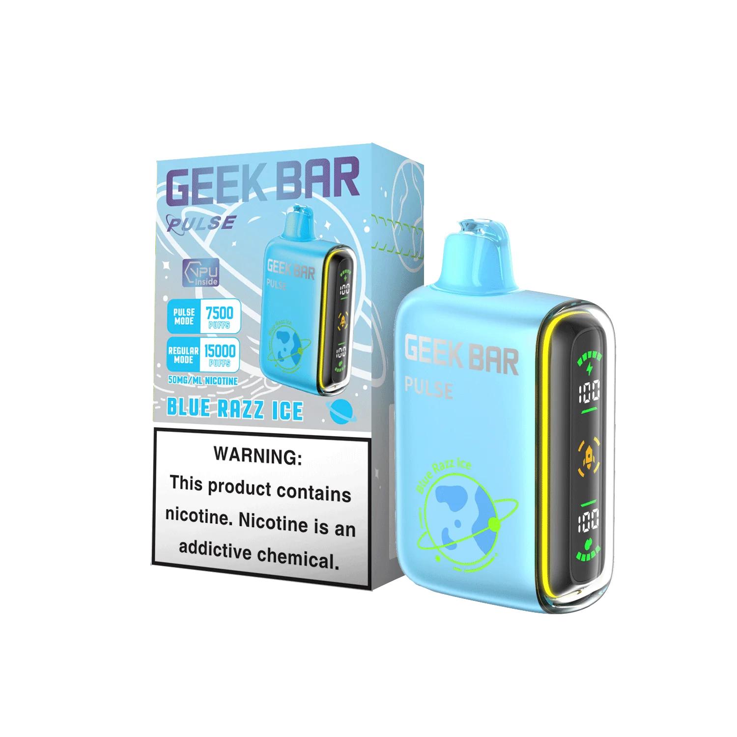 Geek Bar Pulse 15K retail packaging Geek Bar Pulse 15K retail box showing clear model labeling, an example of packaging to check when comparing EB brand names