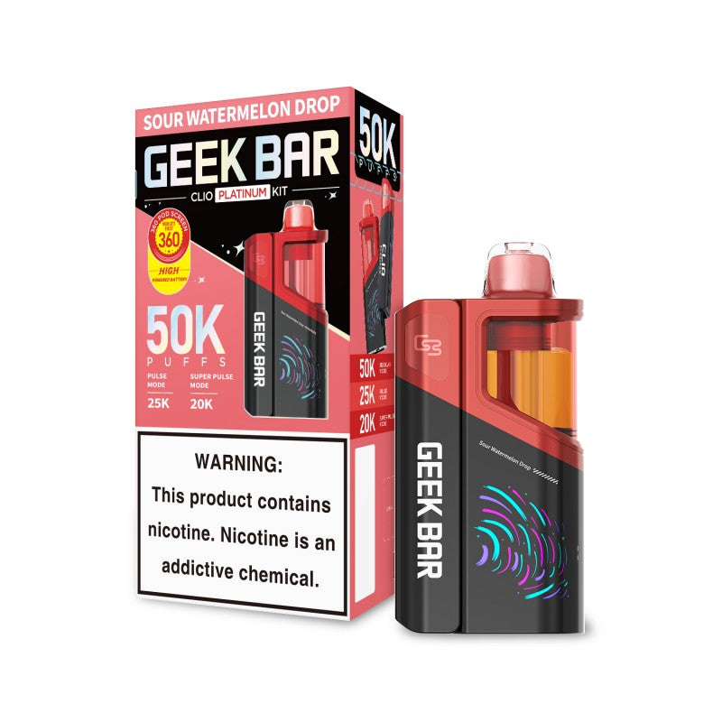 Sour Watermelon Drop Geek Bar Clio 50K Vape Kit disposable vape product photo