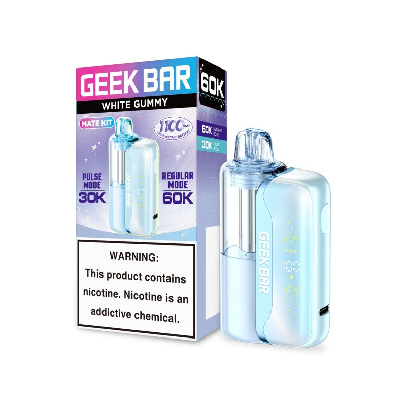 White Gummy Geek Bar Mate 60K Vape Kit disposable vape product photo